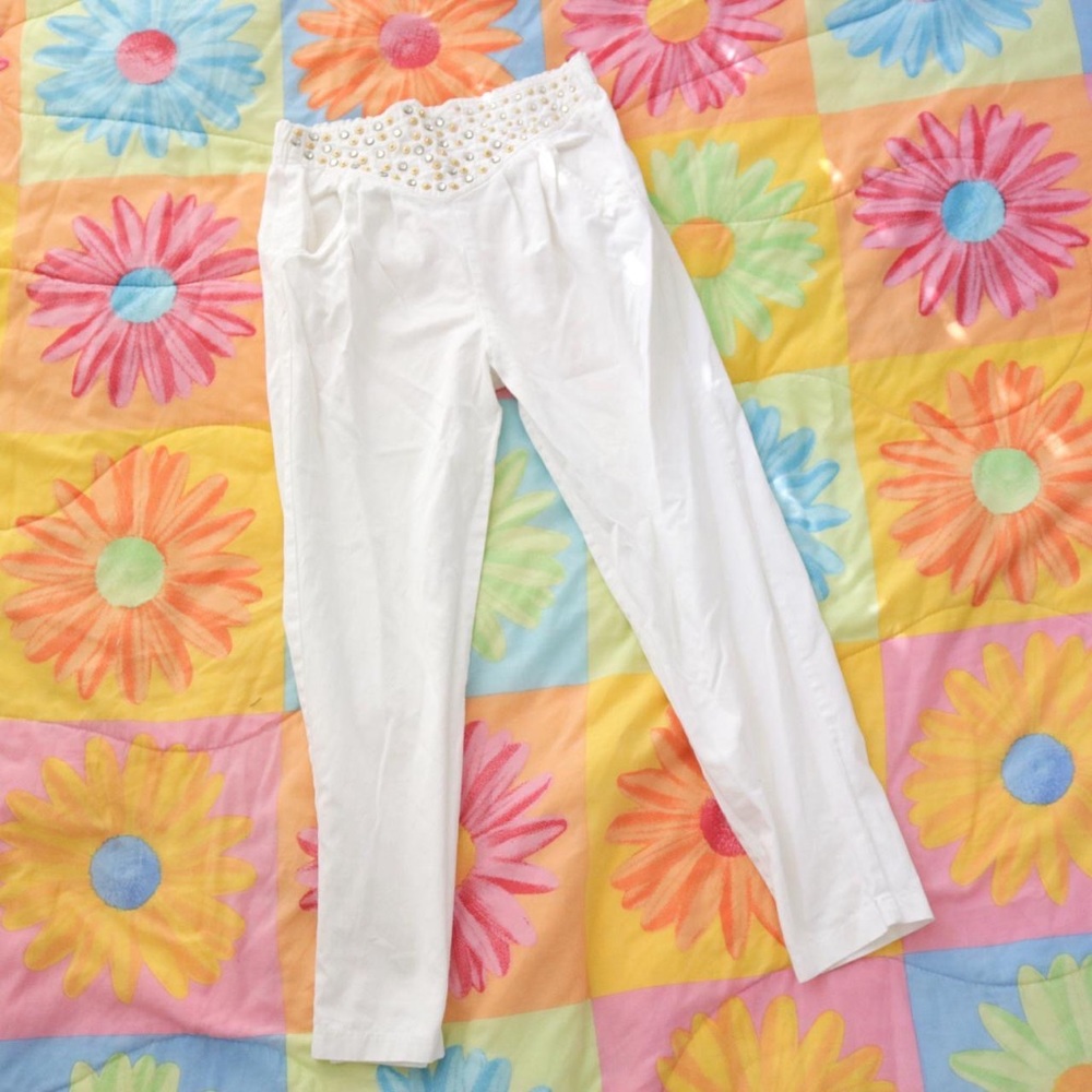 Bedazzled Elvis white pants
